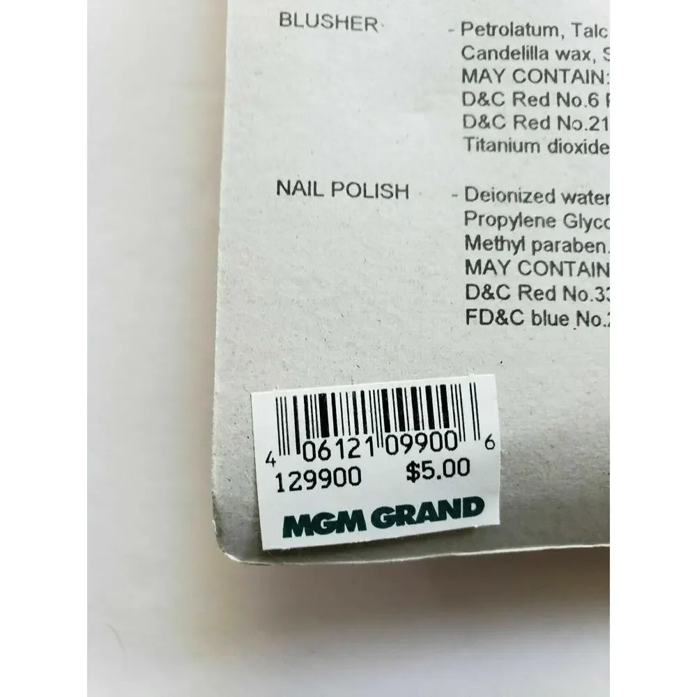 1992‎ MGM Grand Hotel Betty Boop Pretend Makeup Eye and Nail U156